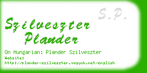 szilveszter plander business card